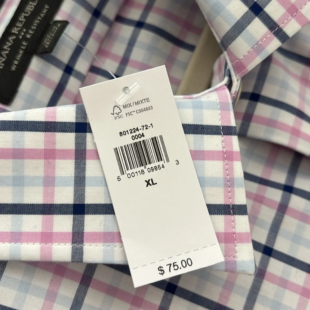 BANANA REPUBLIC WRINKLE RESISTANT PLAID LONG SLEEVE BUTTON DOWN
